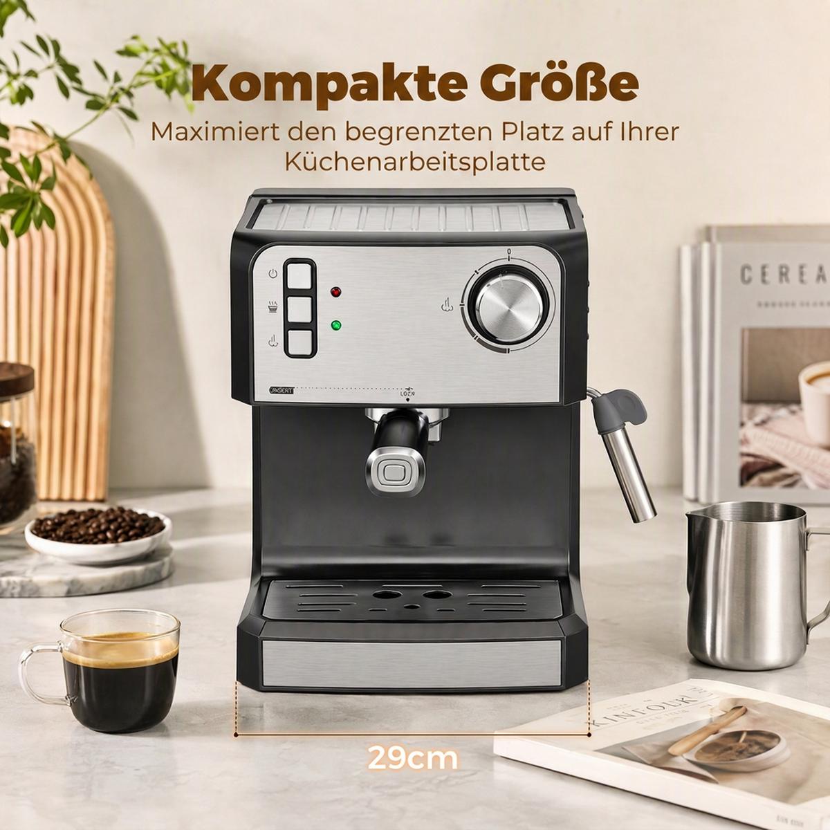 KAFFEEMASCHINE Edelstahl Schwarz - Schwarz, Metall (22/28/29cm) - HOMCOM