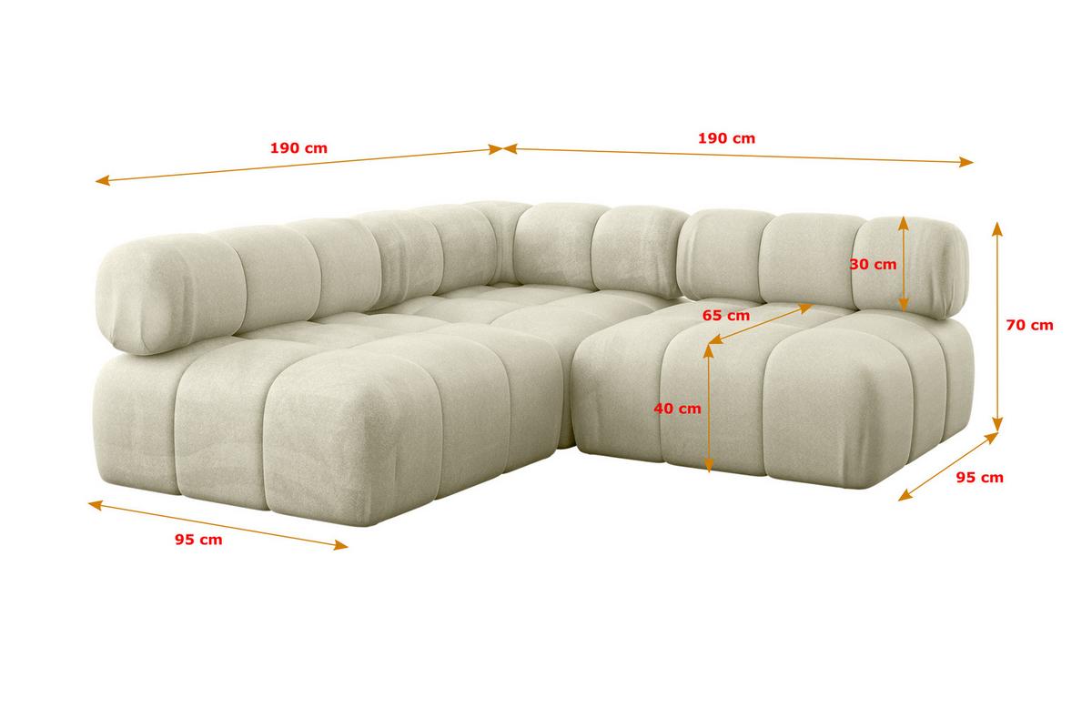 ECKSOFA modulares Sofa Samaro-L1 - 190x190x70 cm Beige Velours - Beige, Holzwerkstoff/Textil (190/190cm) - ALTDECOR