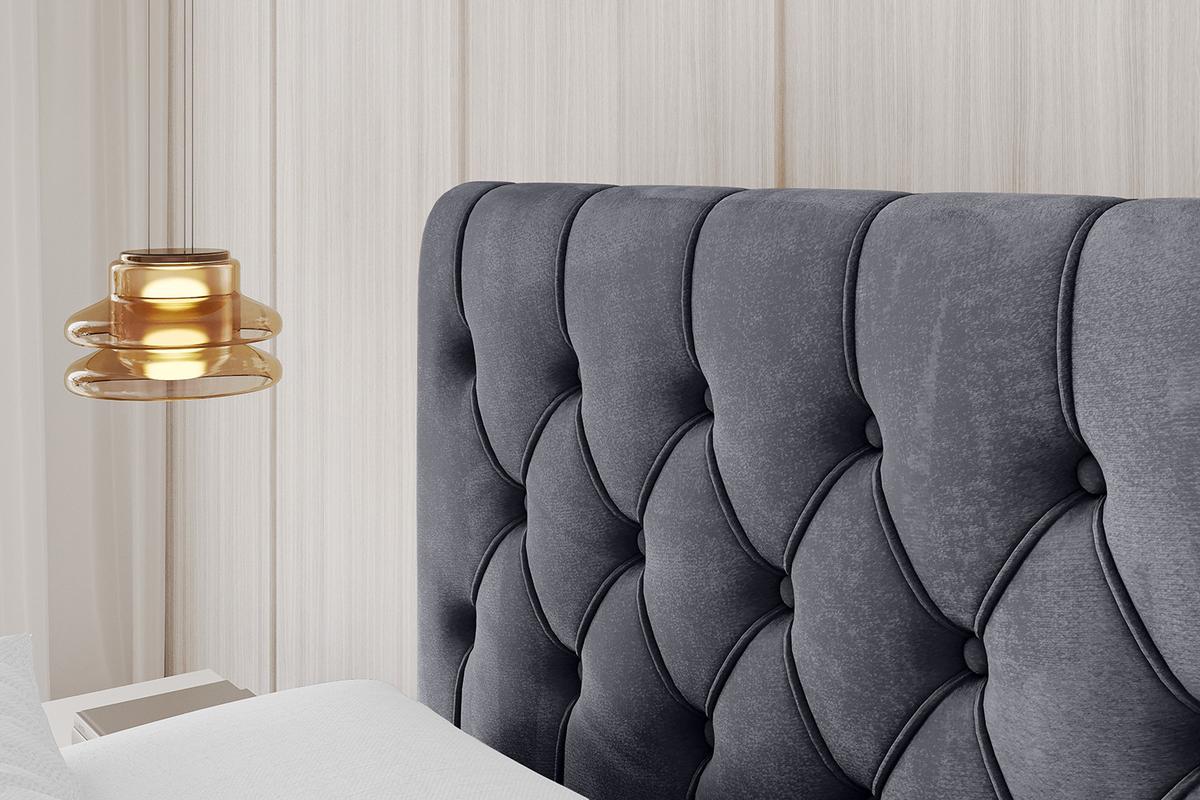 POLSTERBETT mit Bettkasten, Fußteil und Lattenrost, Boxbett mit Matratze H3/H4 - LARO-Z 180x200 Dunkelgrau - Dunkelgrau, Holzwerkstoff/Textil (180/200cm) - ALTDECOR
