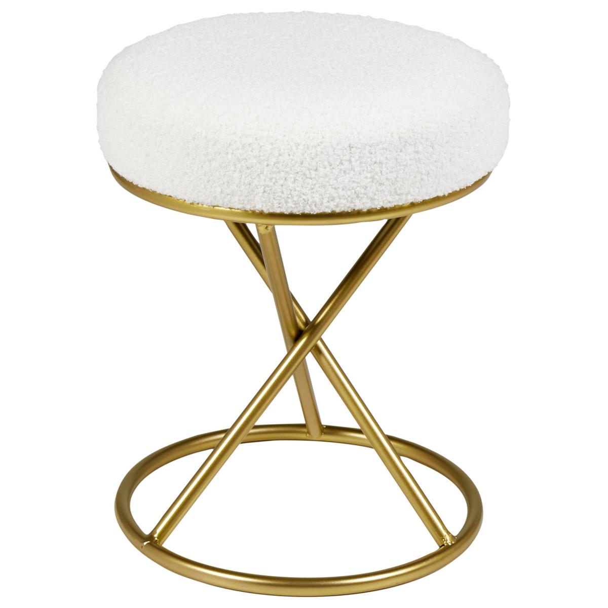 HOCKER Cremeweiß Presho - Goldfarben/Weiß, Textil (35/45/35cm) - Beliani
