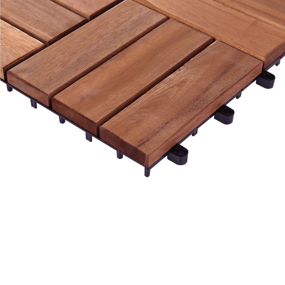 TERRASSENFLIESEN 10 Stück Braun Acerenza - Braun, Holz (30/30cm) - Beliani