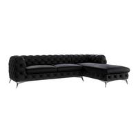 ECKSOFA Chesterfield Laura Schwarz Samt - Silberfarben/Schwarz, Holz/Textil (305/200cm) - S-Style Möbel