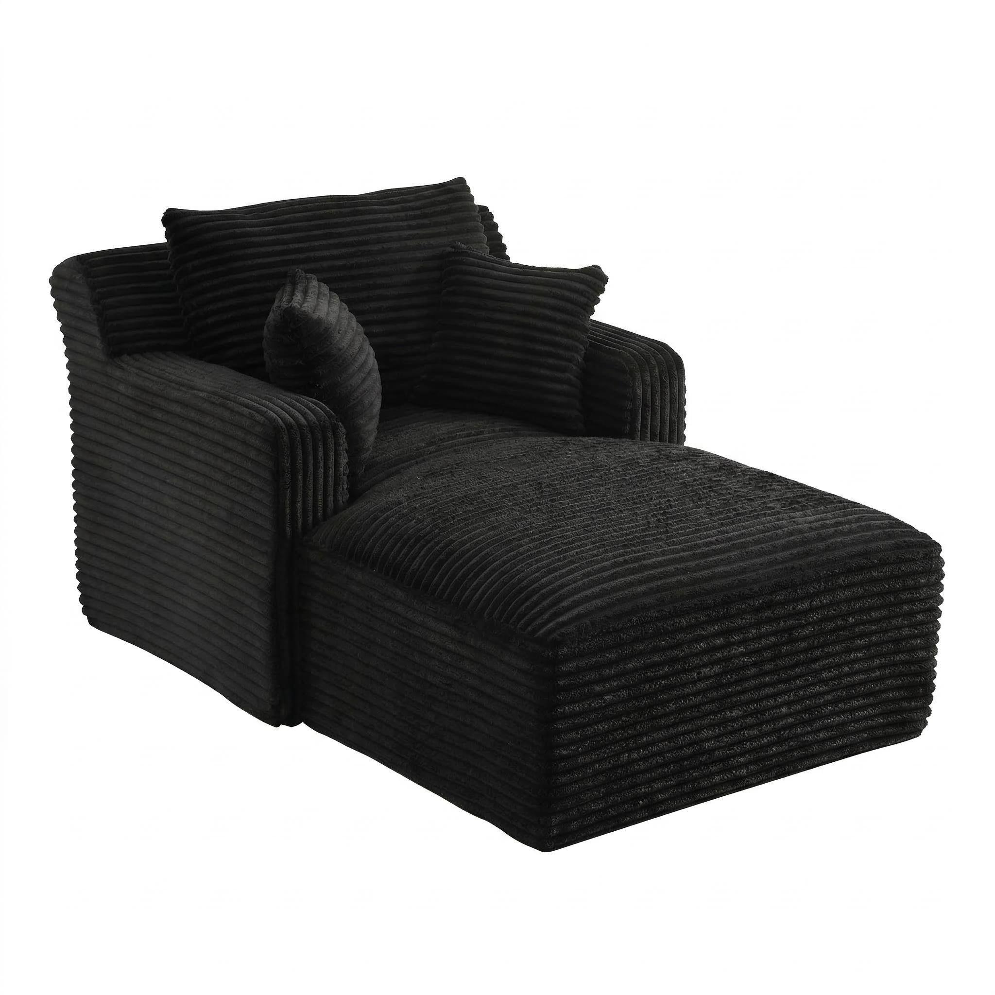 RELAXSESSEL aus Cord Modulare Chaiselongue & ohne Montage - Schwarz, Textil (33/127/33cm) - Urban Meuble