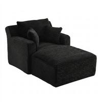 RELAXSESSEL aus Cord Modulare Chaiselongue & ohne Montage - Schwarz, Textil (33/127/33cm) - Urban Meuble