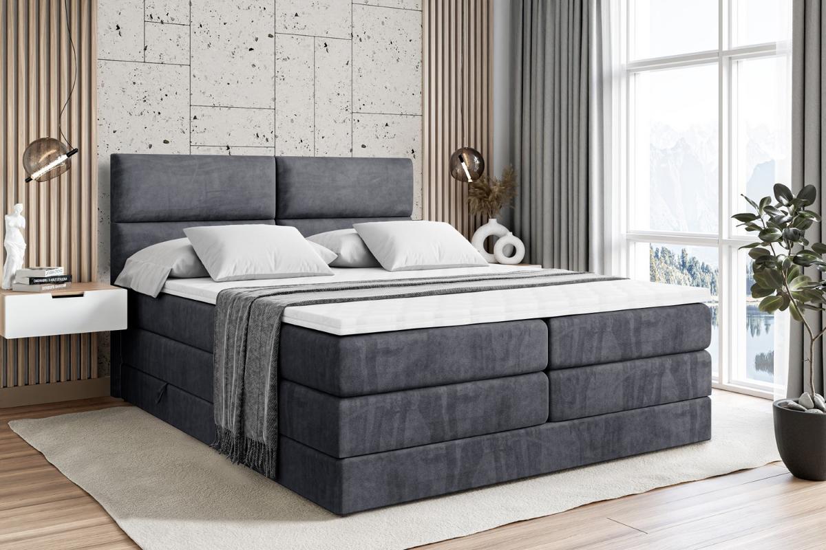 BOXSPRINGBETT BOXI3 KING - 180x200 - H3/H4 - Dunkelgrau - Dunkelgrau, Holzwerkstoff (180/200cm) - ALTDECOR
