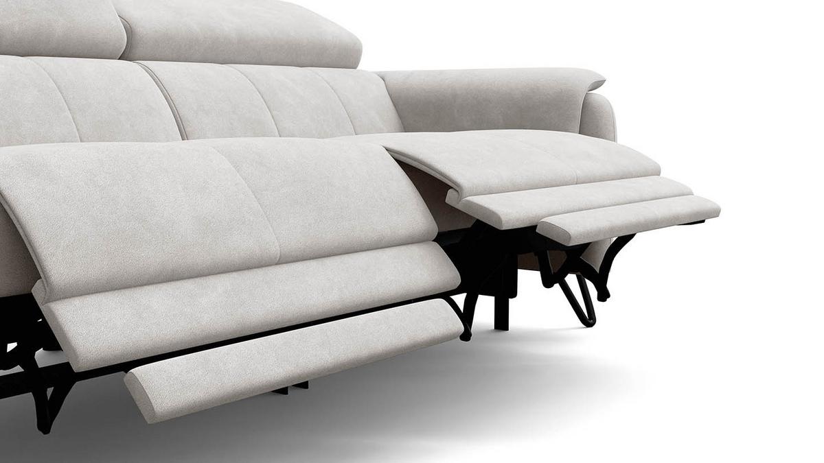 RELAXSOFA RODEN 3-Sitzer mit 2 Relax, creme, Veloursstoff - Creme, Holz/Textil (194/82/103cm) - Wozimo