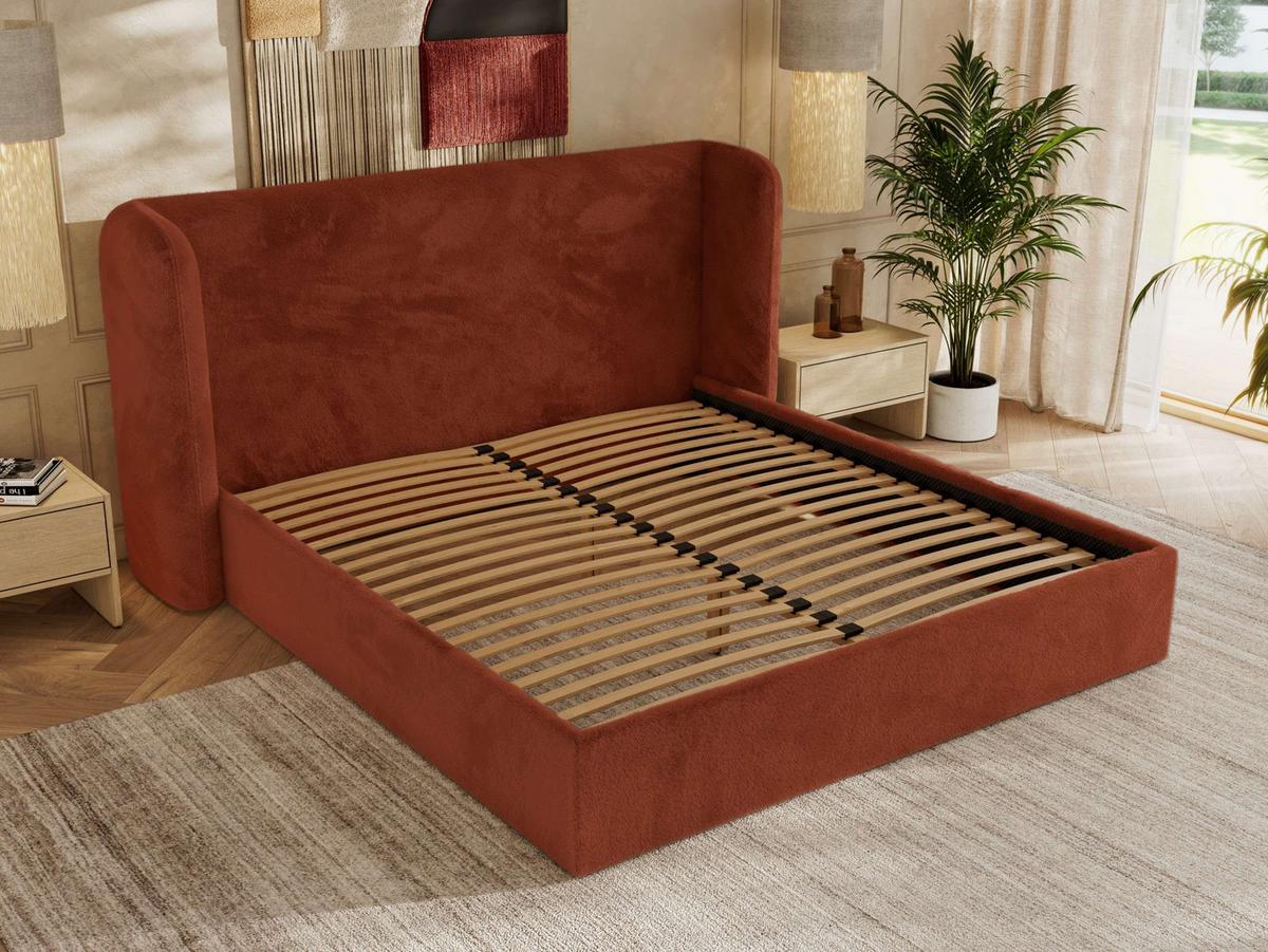 POLSTERBETT EMORA CLASSIC 200/200 - Orange Plüsch - Multipocket-Matratze - Orange, Textil (200/200cm) - MKS