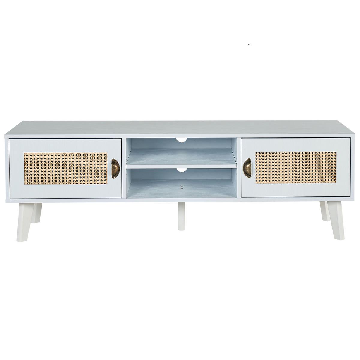TV-MÖBEL Weiß, Beige PARTON 39/140/45 cm - Weiß, Holzwerkstoff (140/45/39cm) - Beliani