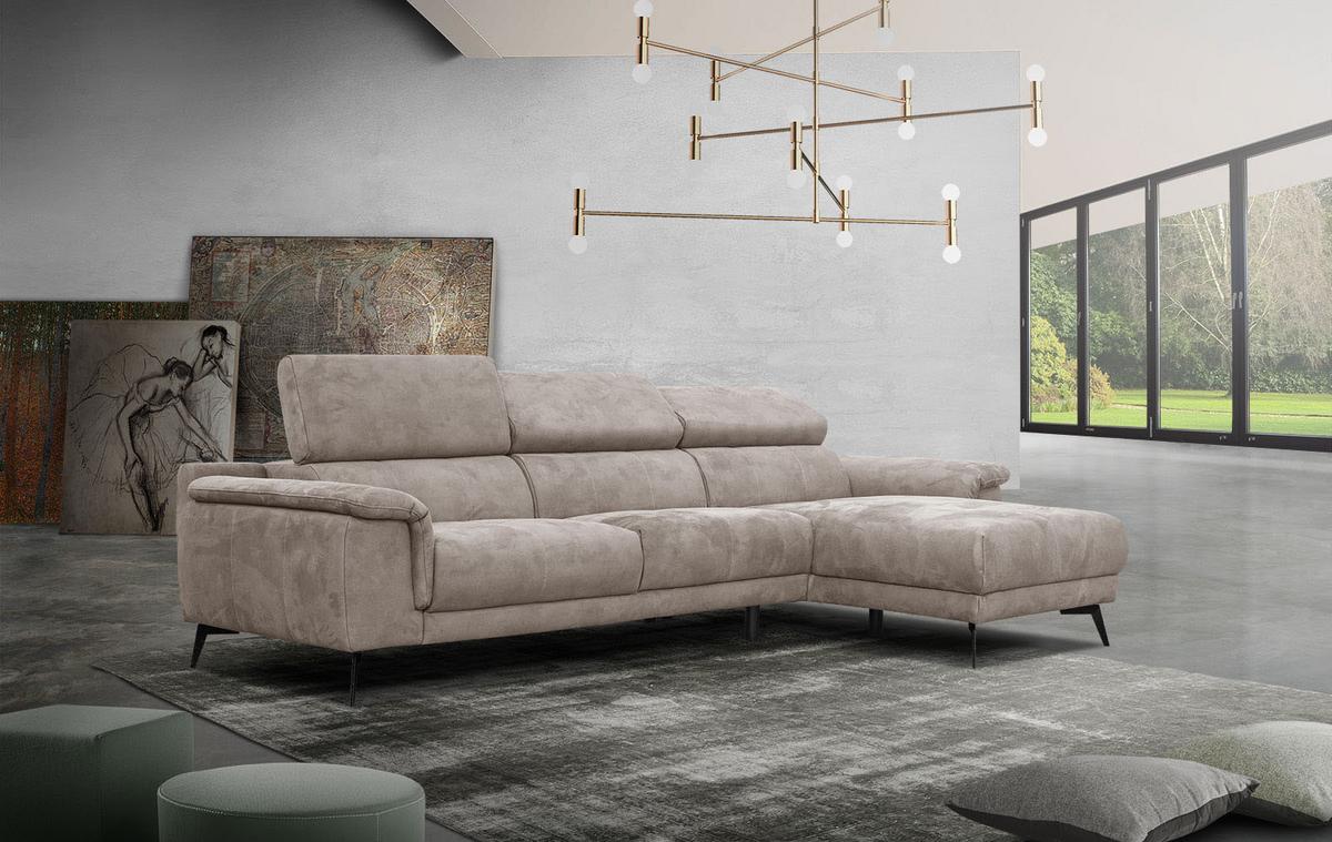 ECKSOFA FIERO 4-Sitzer, beige - Beige/Schwarz, Holzwerkstoff/Textil (288/170cm) - Wozimo