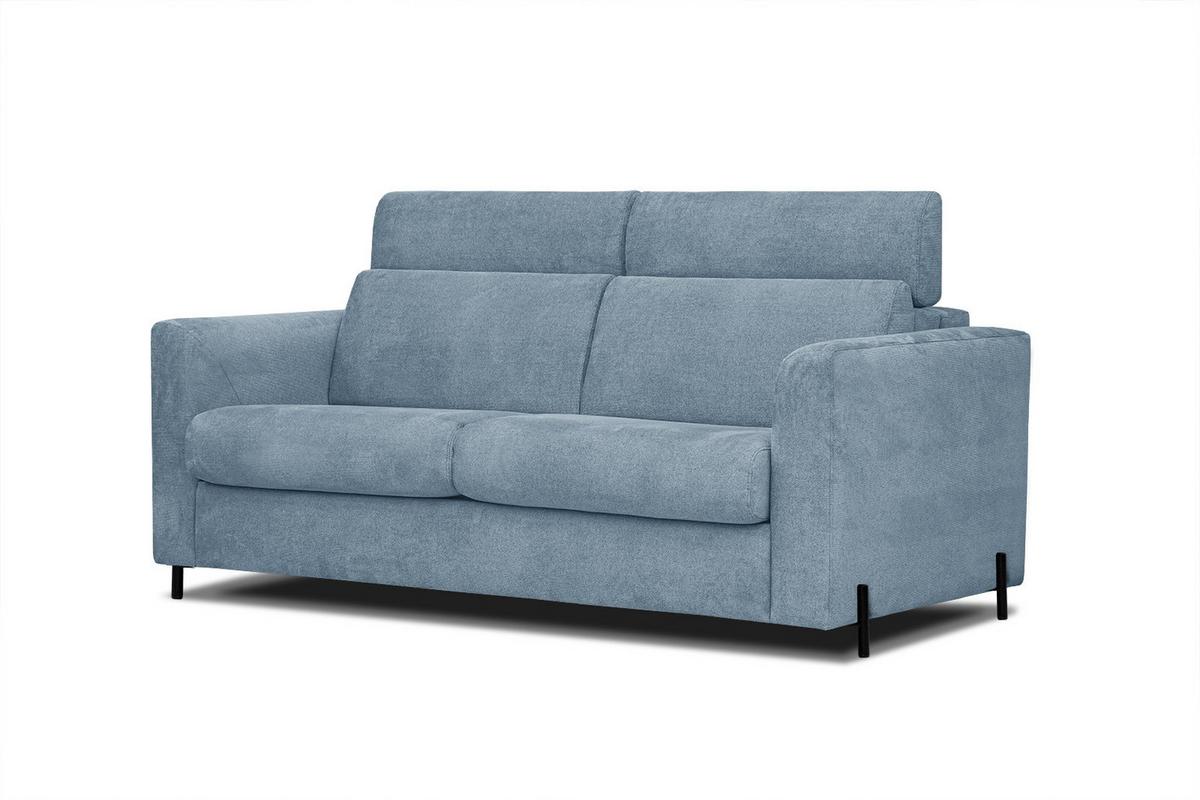 SOFA MEZO 3-Sitzer mit Schlaffunktion, blau - Blau/Schwarz, Holz/Textil (232/90/107cm) - Wozimo