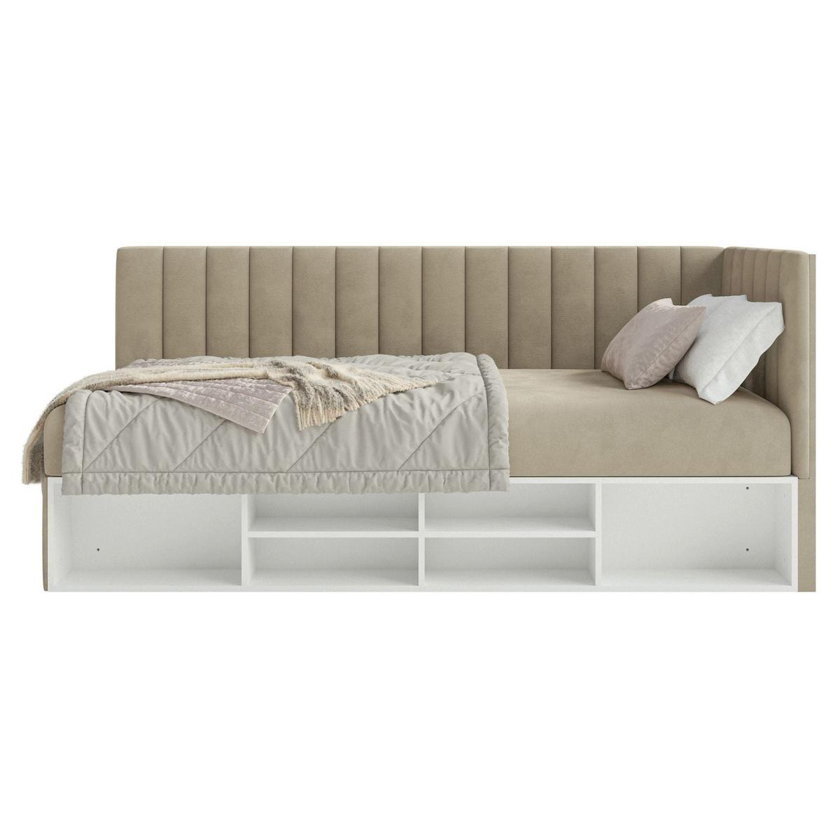 JUGENDBETT Ventrio Graubeige Easy-Clean-Samtbezug 90x200 cm - Taupe, Holz/Textil (90/200cm) - Selsey