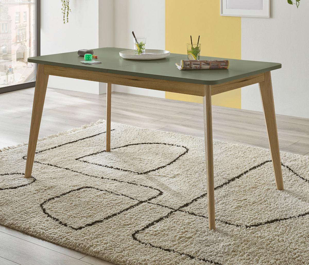 ESSTISCH Salbei, Eiche Evoke, skandinavisch 140 - 180 cm, Küchentisch ausziehbar - Salbeigrün/Eichefarben, Holz/Holzwerkstoff (180/80/75cm) - Furn.Design