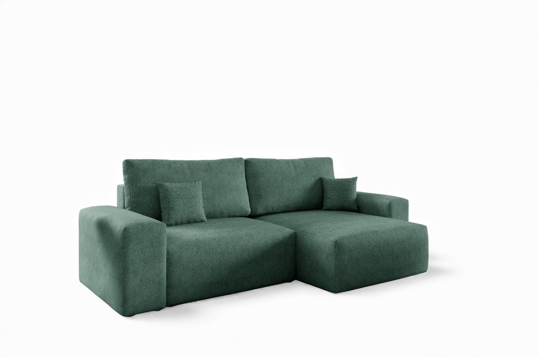 ECKSOFA Arona Xs Mit Schlaffunktion - Grün, Holzwerkstoff/Textil (255/148cm) - Fun Möbel