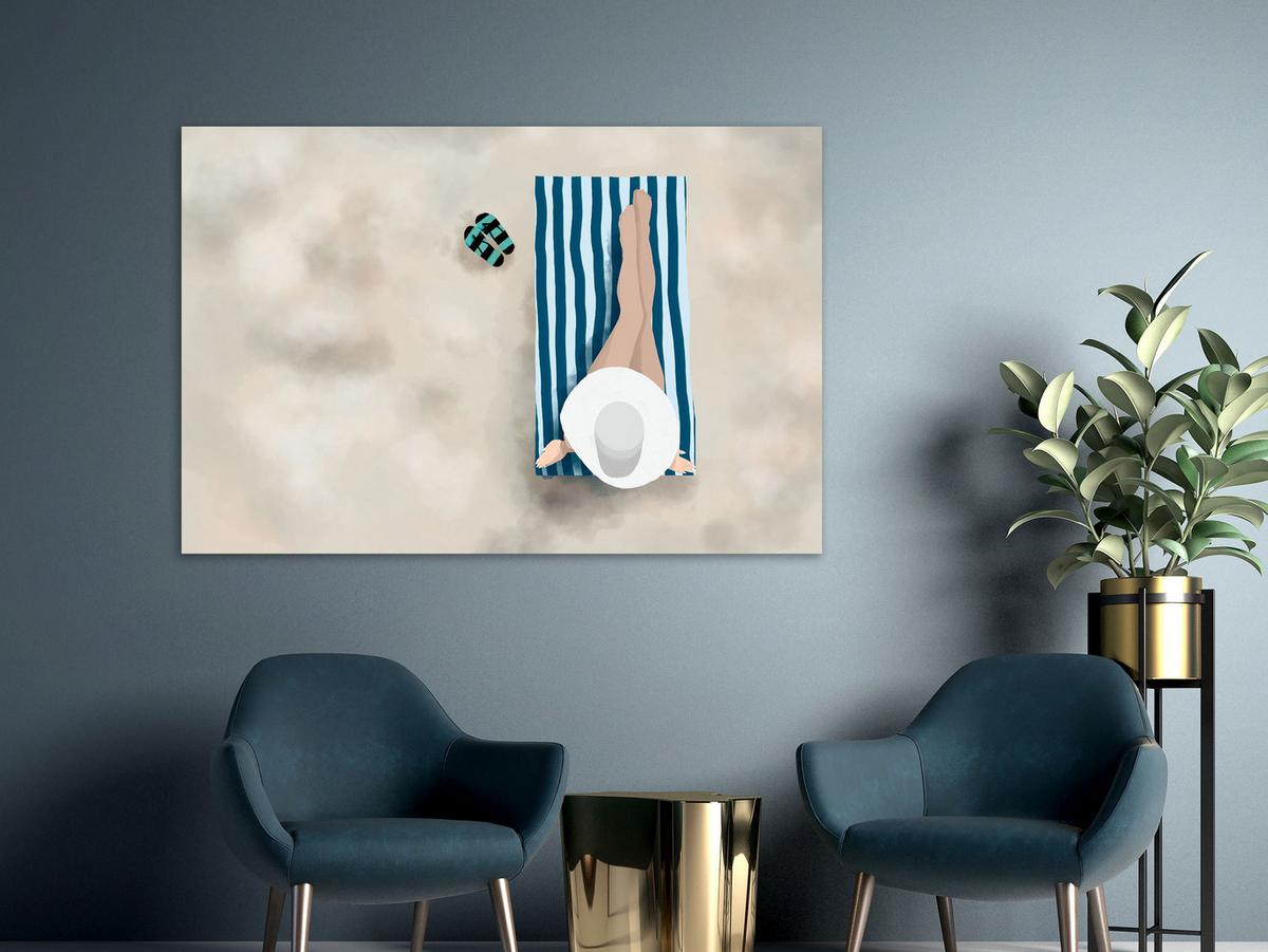 KUNSTDRUCK Beige 90/60 cm - Blau/Beige, Textil (90/60cm) - KUNSTLOFT