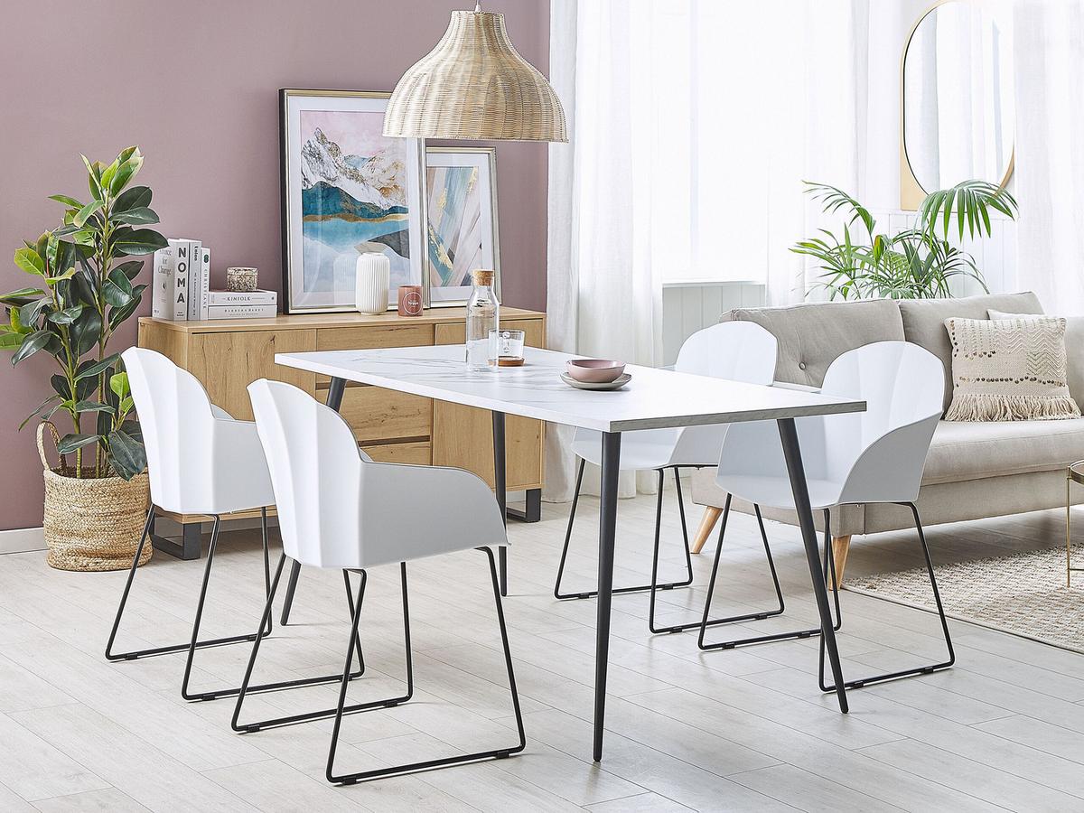 ESSZIMMERSTUHL 2er-Set Kunststoff Weiß Sylva - Weiß, Kunststoff/Metall (58/85/54cm) - Beliani
