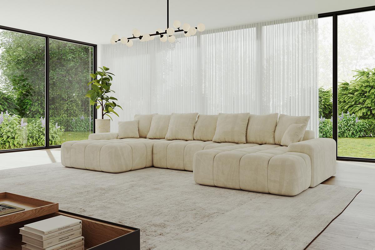 WOHNLANDSCHAFT ENSI-U - 353x164x69 cm Taupe - Taupe, Holzwerkstoff/Kunststoff (357/69/164cm) - ALTDECOR