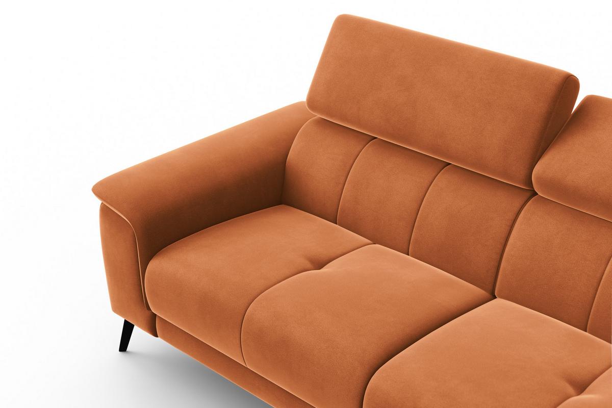 SOFA FIERO 3-Sitzer, Oranger Veloursstoff - Schwarz/Orange, Holz/Textil (212/82/103cm) - Courtois Laville
