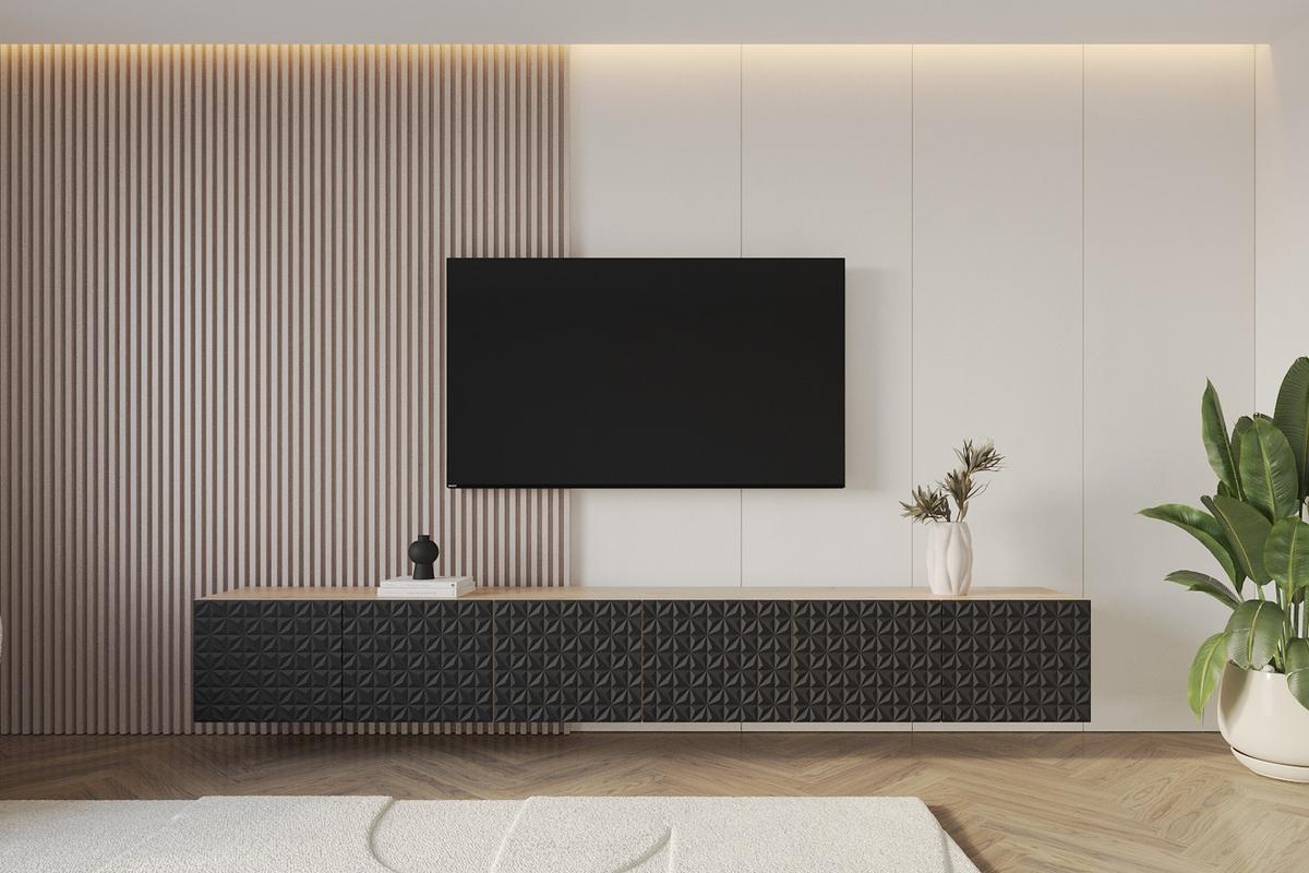 LOWBOARD VIRA-W 3x100x40x40 cm - Artisan / Schwarz - Schwarz, Holzwerkstoff (300/40/40cm) - ALTDECOR