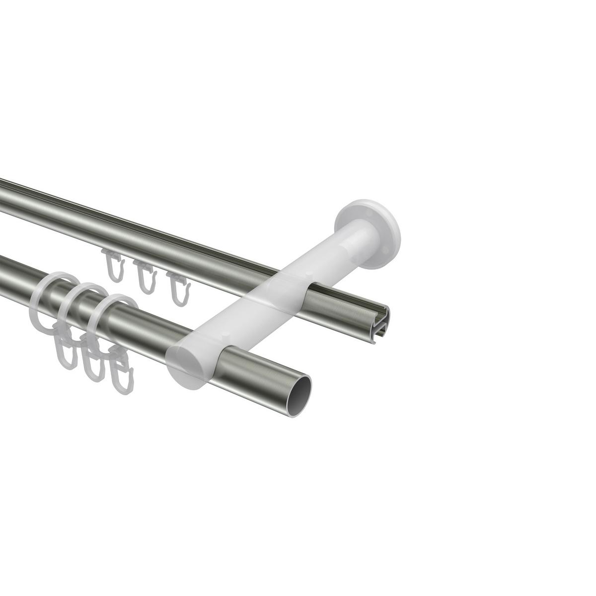 GARDINENSTANGE RUNDROHR-INNENLAUF Platon Luino 120 cm, 2-läufig, 20 mm Ø Edelstahl-Optik - Edelstahlfarben, Metall (120cm) - INTERDECO