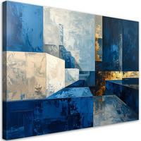 LEINWANDBILD Abstraktion 90x60cm - Blau, Textil (90/60cm) - Feeby