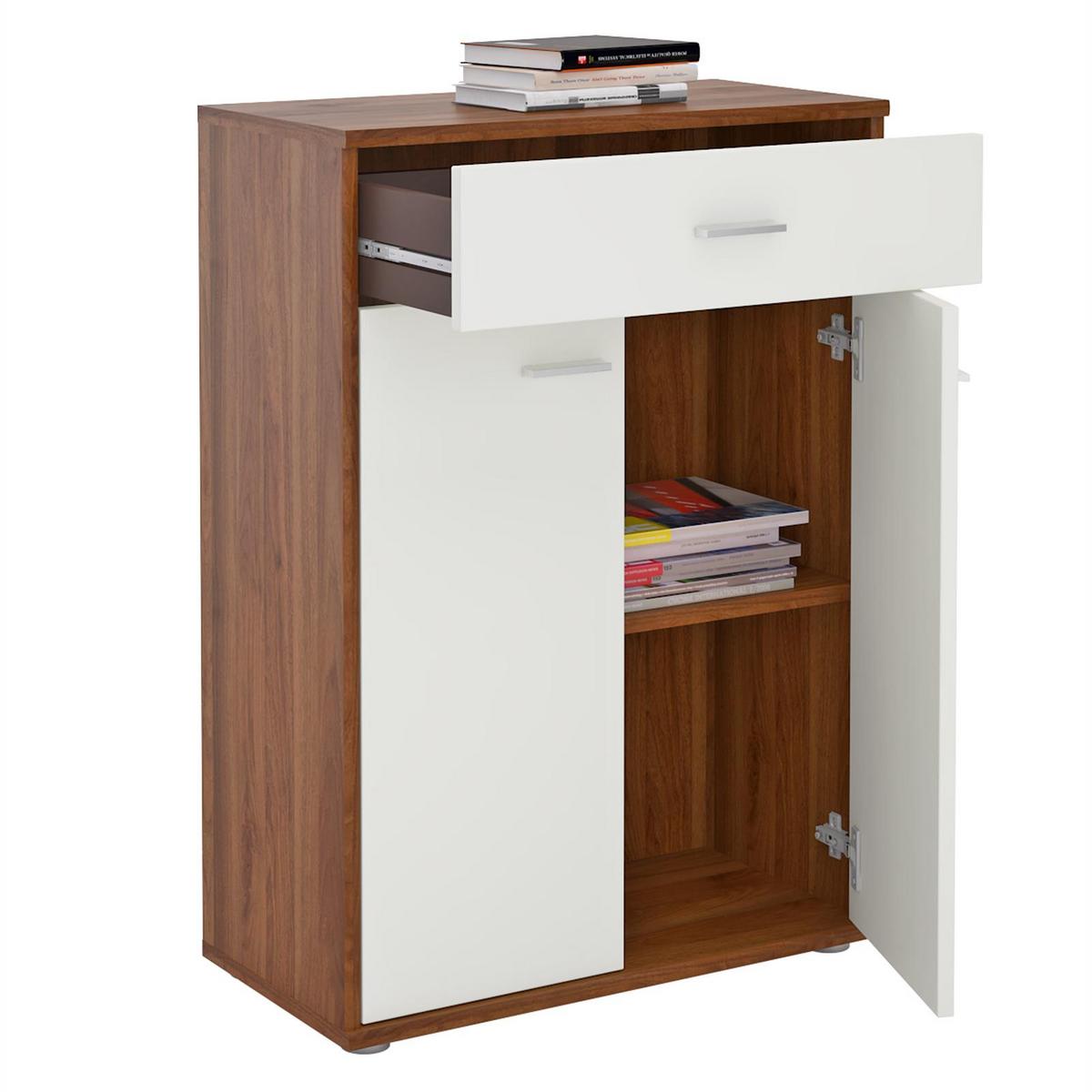 KOMMODE TOMMY Nussbaum/weiß - Nussbaumfarben/Weiß, Holzwerkstoff (60/84/30cm) - CARO-Möbel