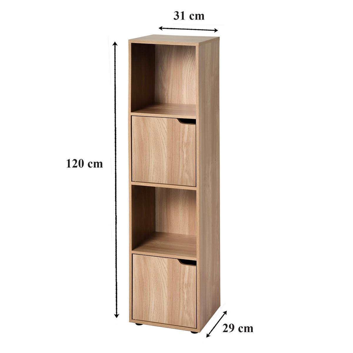 REGAL mit 4 Fächern - 31/29/120 cm - Eichefarben, Holzwerkstoff (29/120/30.7cm) - Calicosy