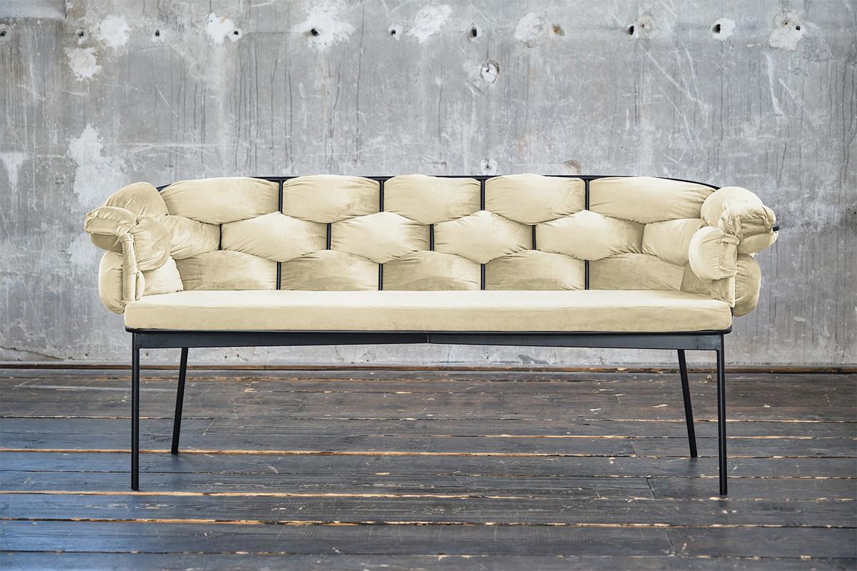 SITZBANK MONTY Weiß Velvet - Weiß, Textil (220/78/62cm) - KAWOLA
