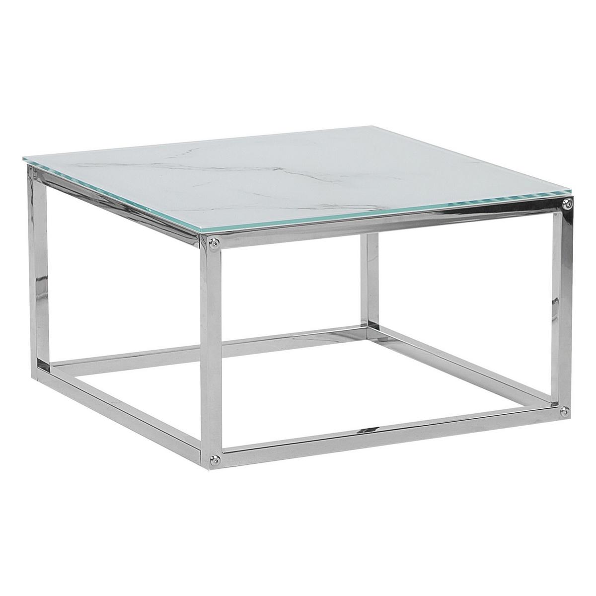COUCHTISCH 2er-Set Quadratisch Weiß, Silber Brea - Weiß, Glas (60/60/45cm) - Beliani