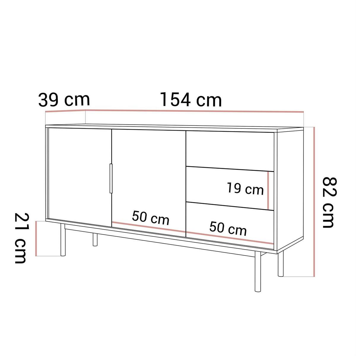 SIDEBOARD MIRACLE 2D3S mit Schubladen Kaschmir - Kaschmir, Holzwerkstoff (154/82/39cm) - Lookway