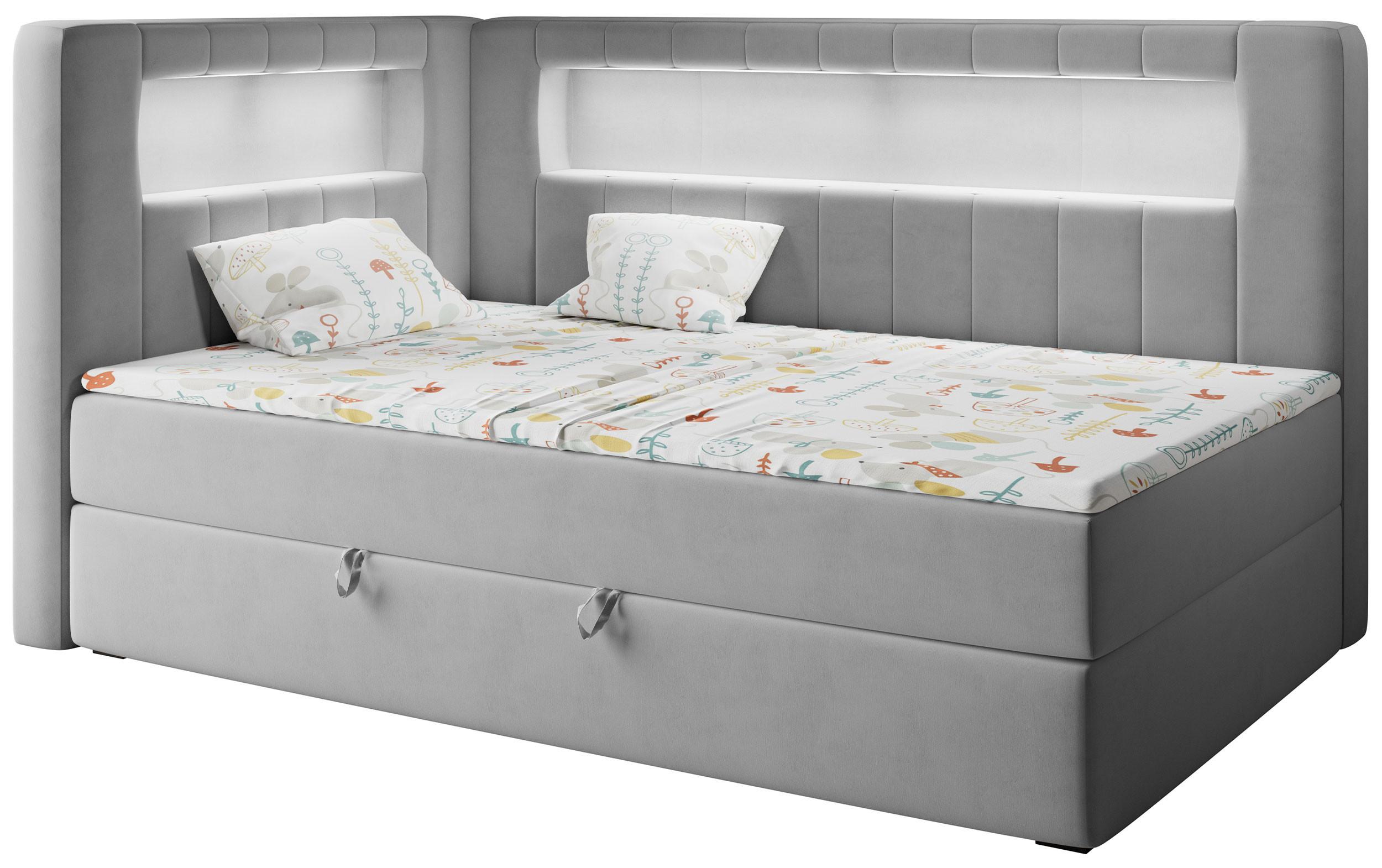 BOXSPRINGBETT JUNIOR GOLD 3 90/200 Grau - linke Seite - Grau, Holz/Textil (90/200cm) - MKS
