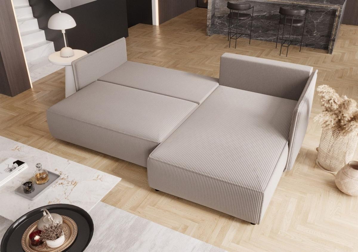ECKSOFA Evora - Weiß, Holzwerkstoff/Textil (245/185cm) - Fun Möbel