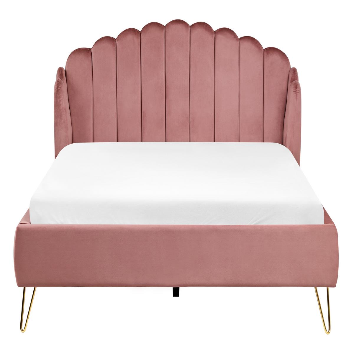 BETT mit Lattenrost 120/200 cm Rosa Ambillou - Pink/Goldfarben, Textil (120/200cm) - Beliani
