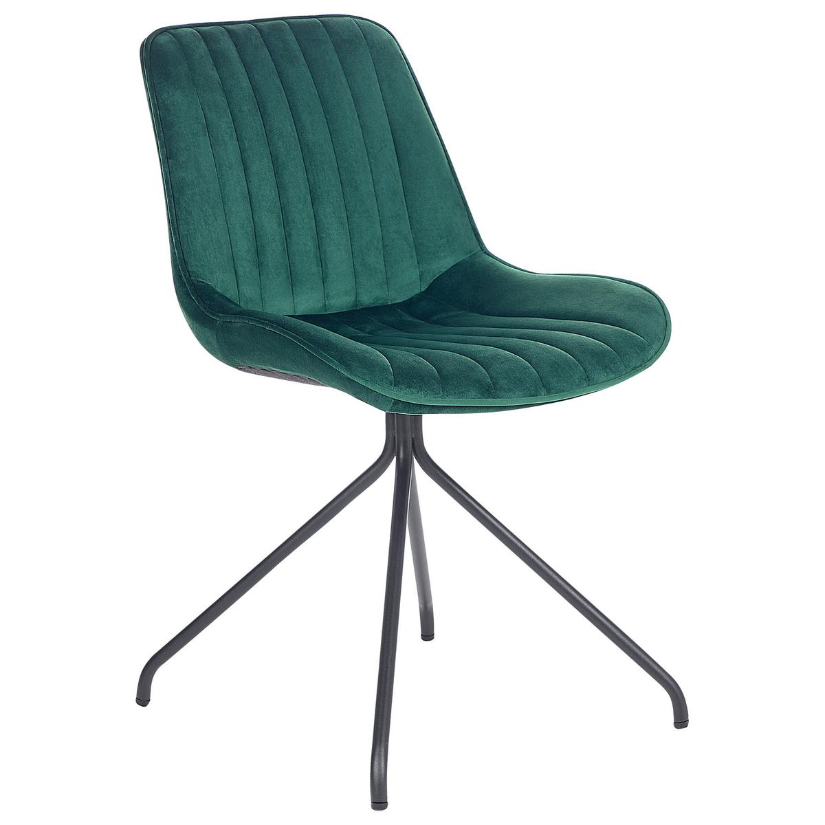 ESSZIMMERSTUHL 2er-Set Samtstoff Grün Navasota - Grün, Textil/Metall (47/83/62cm) - Beliani