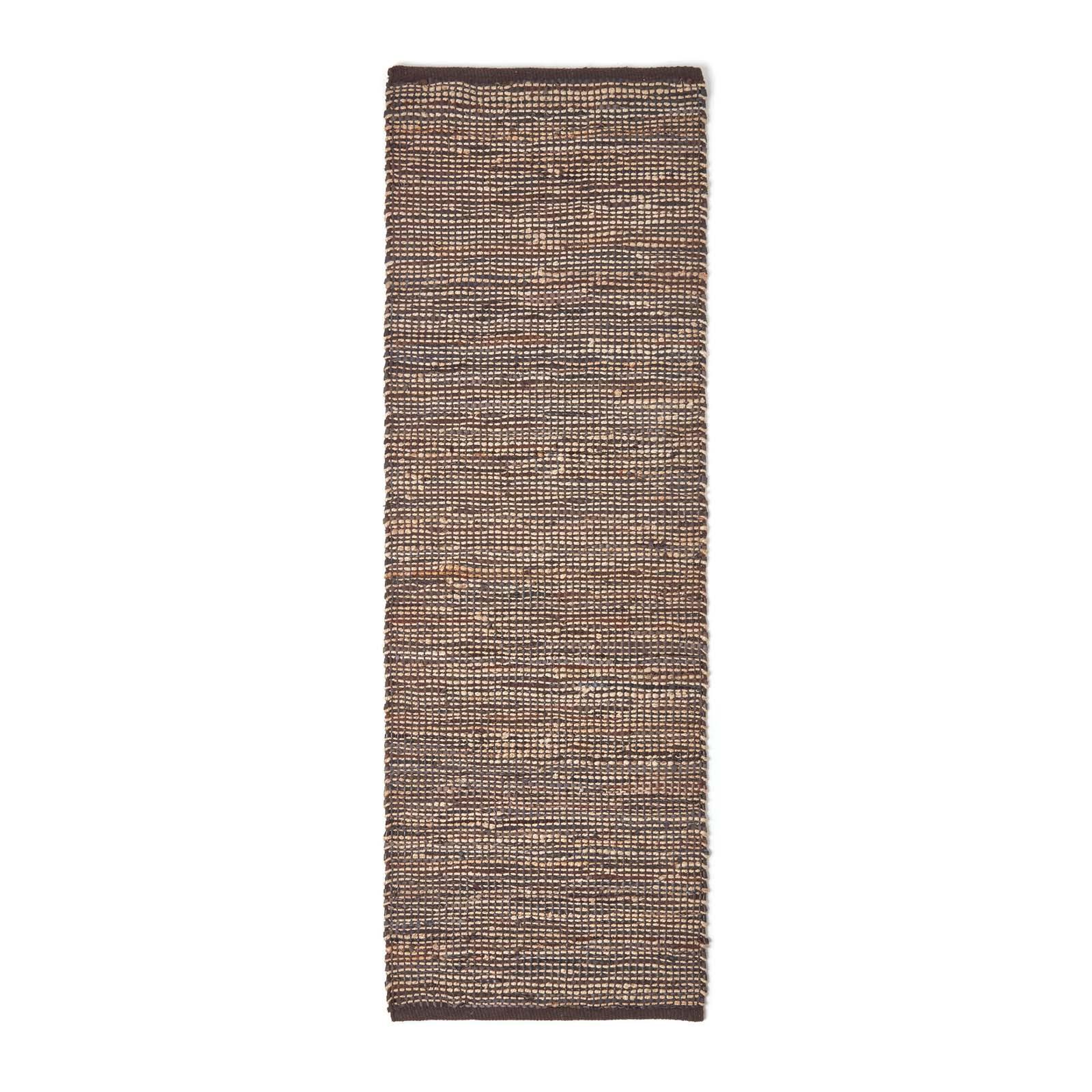 TEPPICHLÄUFER Madras, Leder & Hanf 66/200 cm - Braun, Leder (66/200cm) - Homescapes