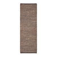 TEPPICHLÄUFER Madras, Leder & Hanf 66/200 cm - Braun, Leder (66/200cm) - Homescapes