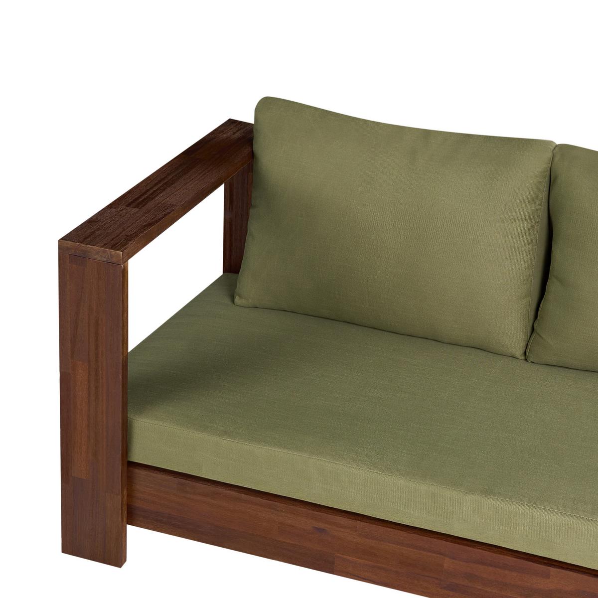 GARTENECKSOFA 5-Sitzer zertifiziertes Akazienholz rechtsseitig Grün Marettimo - Braun/Grün, Holz (225/64/212cm) - Beliani