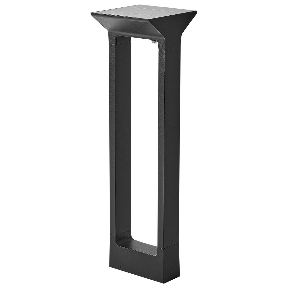 SOLAR-LED-POLLERLEUCHTE Schwarz Malden - Schwarz, Metall (17/17/60cm) - Beliani