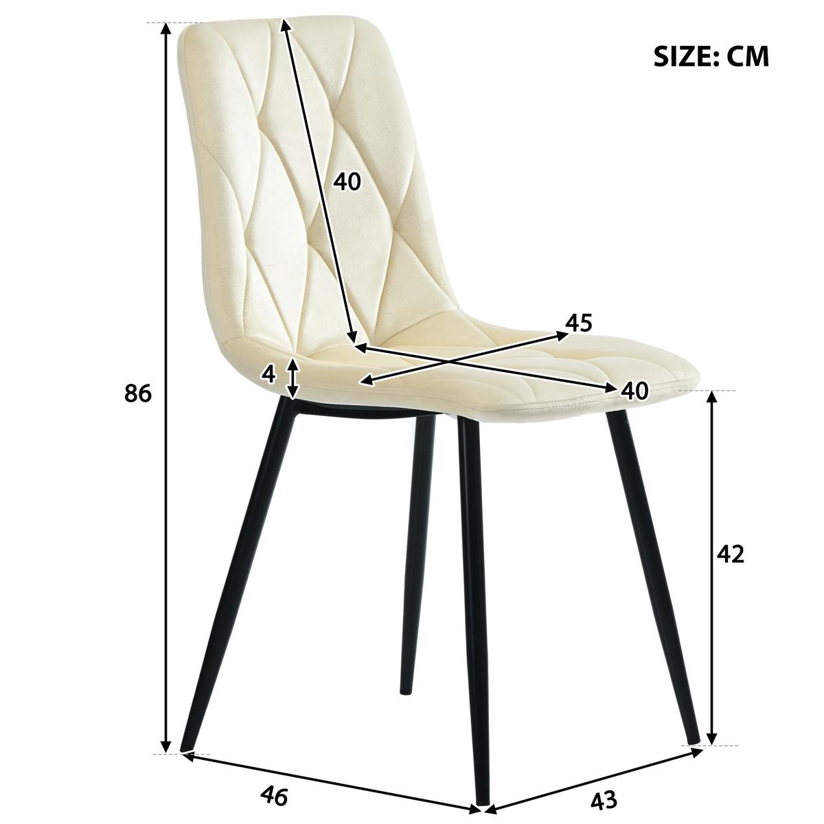 ESSGRUPPE 5-teilige Ausziehbarer Esstisch & 4 Samtstühle - Weiß, Holzwerkstoff (140/76/100cm) - Urban Meuble