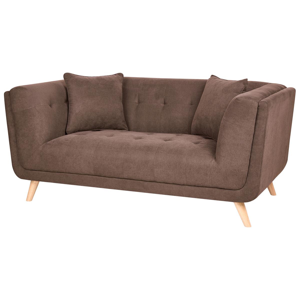 2-SITZER-SOFA Stoff Dunkelbraun Habo - Hellbraun, Textil (176/78/72cm) - Beliani
