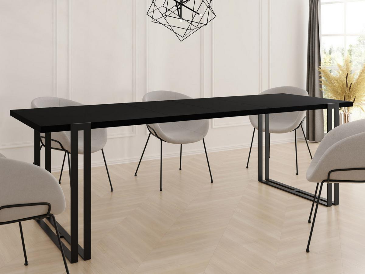 ESSTISCH Marco rechteckig ausziehbar, Schwarz 160-260/90/76 cm - Schwarz, Holzwerkstoff/Metall (90/260/76cm) - WFL GROUP