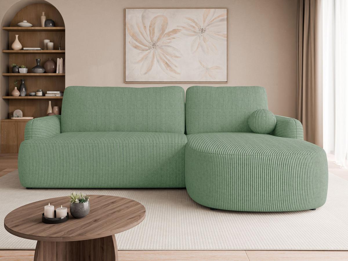 ECKSOFA Loridu Cord, Seite: Rechts - Schwarz/Mintgrün, Holz/Kunststoff (250/174cm) - MIRJAN24