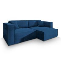 ECKSOFA NERIO M Blau Velours-Stoff mit Schlaffunktion - Blau/Grau, Holz/Kunststoff (245/148cm) - MASSENO