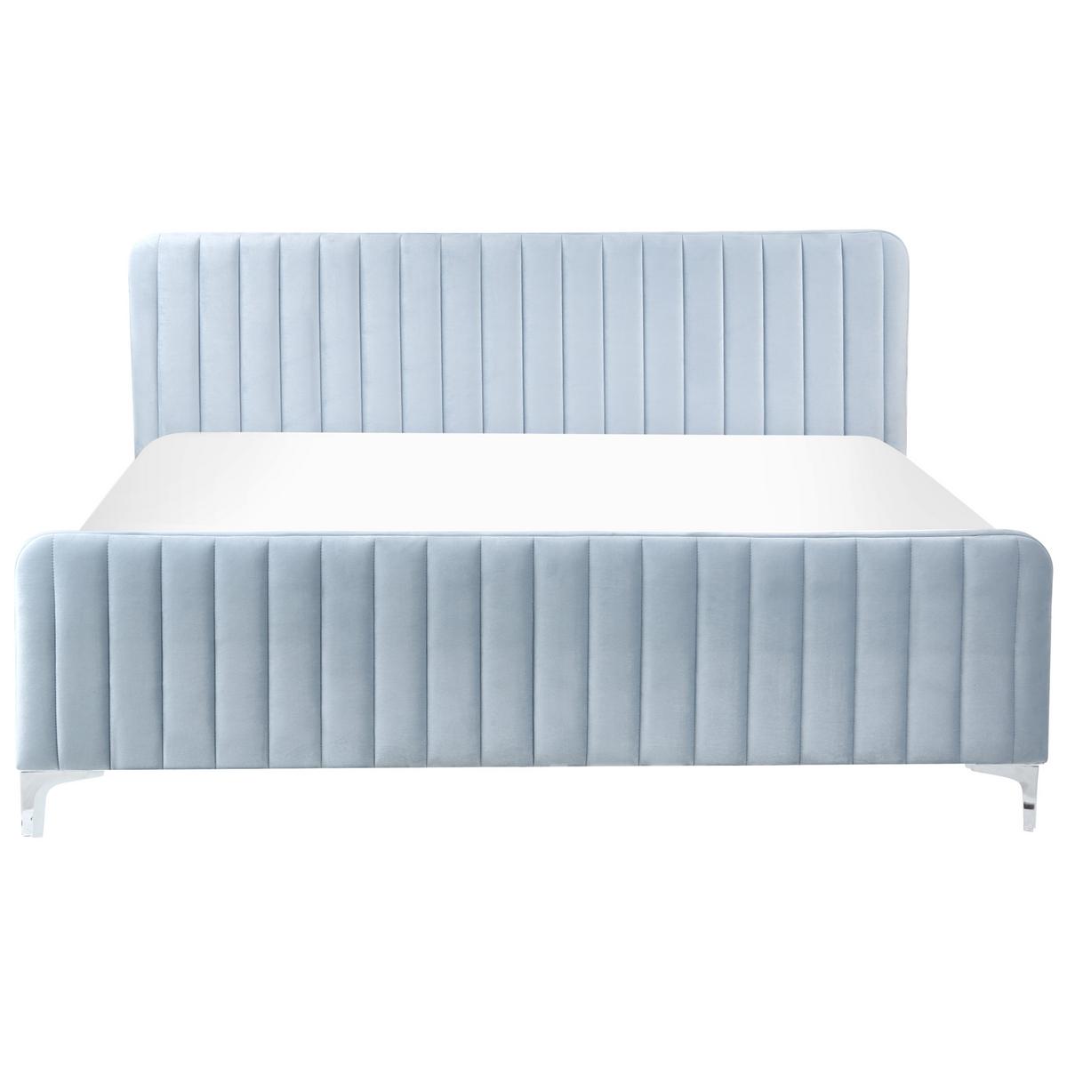BETT mit Lattenrost 180/200 cm Samtstoff Hellblau Lunan - Hellblau, Textil (180/200cm) - Beliani