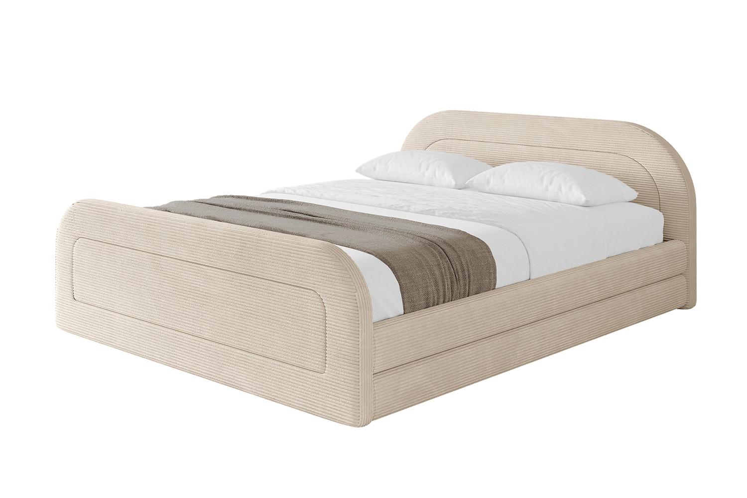 POLSTERBETT mit Bettkasten, Fußteil und Lattenrost, Boxbett ohne Matratze - LERIS-v1-Z 180x200 Beige - Creme, Holzwerkstoff/Textil (180/200cm) - ALTDECOR