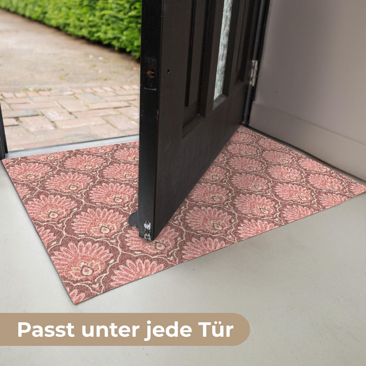 FUSSMATTE Fächermotiv - Muster - Rosa Türmatte 60x40 cm - Altrosa, Kunststoff (60/0.4cm) - MuchoWow