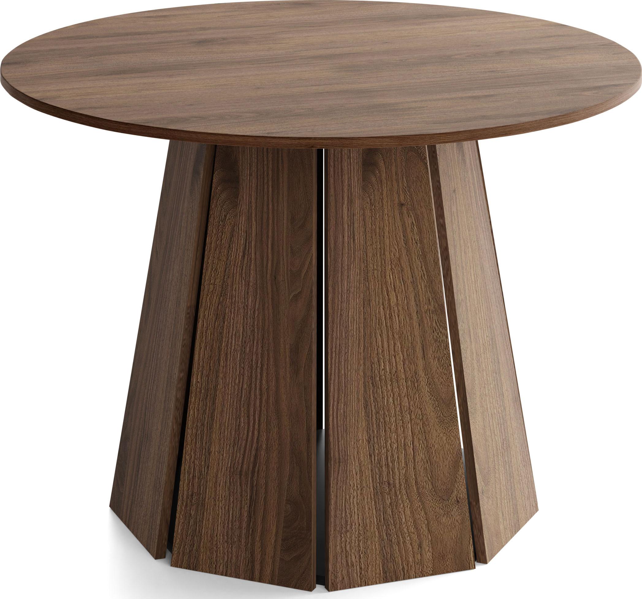 ESSTISCH Lunda rund ausziehbar verlängerbar, Wallnuss Dunkelbraun 100/100/76 cm - Walnussfarben/Schwarz, Holzwerkstoff (100/100/76cm) - WFL GROUP