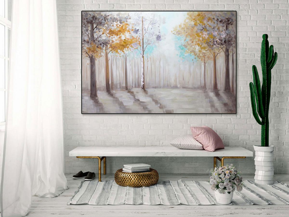 ACRYLBILD HANDGEMALT 120/80 cm - Braun/Grau, Holz/Textil (120/80cm) - KUNSTLOFT