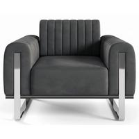 SESSEL Parissa 106 cm - Dunkelgrau/Silberfarben, Holz/Metall (106/79/92cm) - Selsey