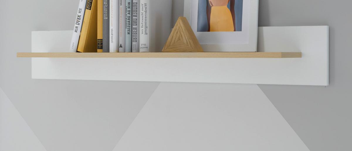 WANDBOARD weiß matt, Eiche, Wandregal 107 cm skandinavisches Design - Eichefarben/Weiß, Holzwerkstoff (107/19/17cm) - Furn.Design