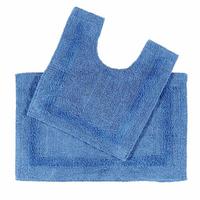 BADGARNITUR 2-teilig, Badematte & WC-Vorleger, wendbar - Blau, Textil (50/80cm) - Homescapes
